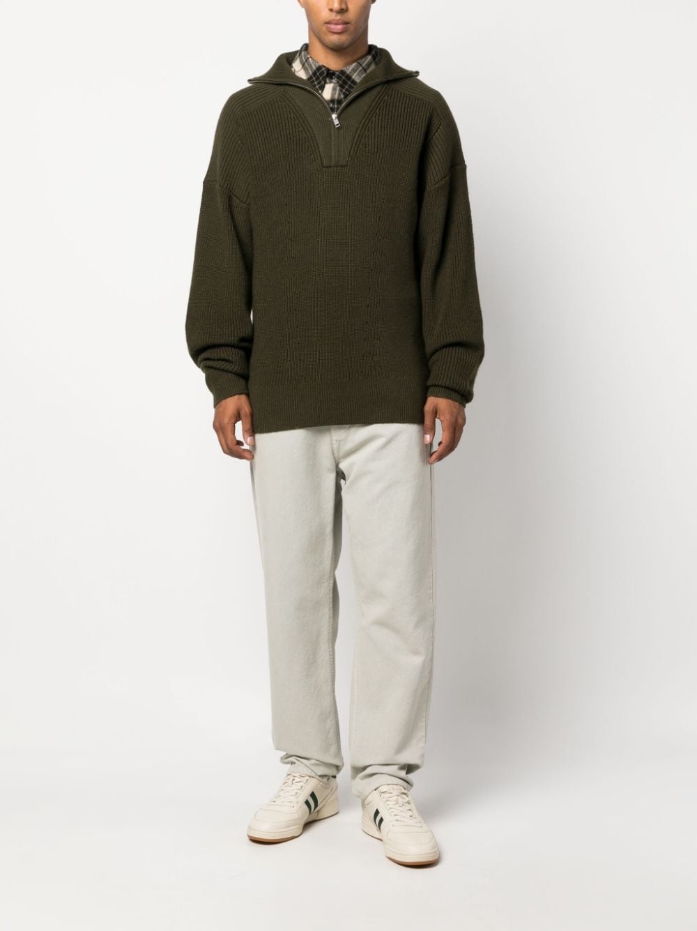 logo-patch zip-up jumper - 2