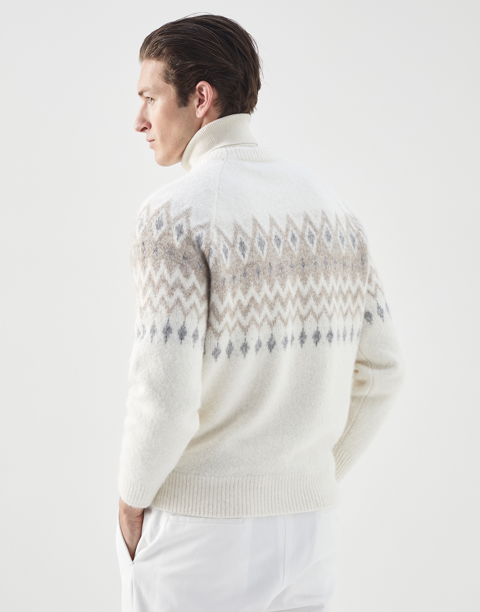 Flecked Icelandic Jacquard sweater in alpaca, cotton and wool - 2