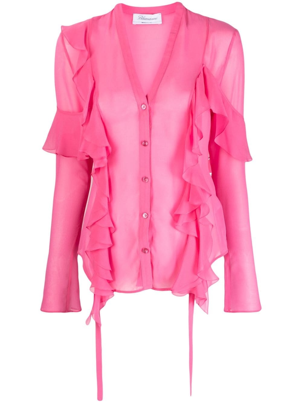 ruffled semi-sheer silk blouse - 1