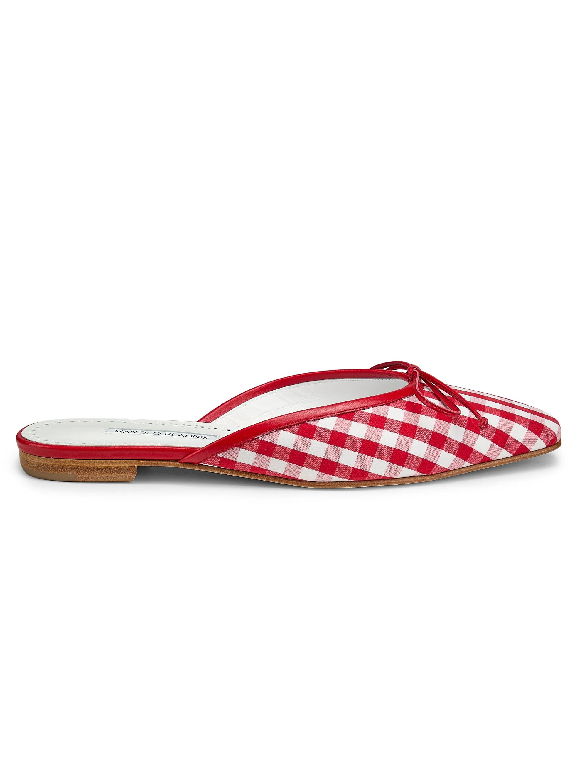 Women's Camperinew Gingham Bow-Detail Mules - White Red - 1