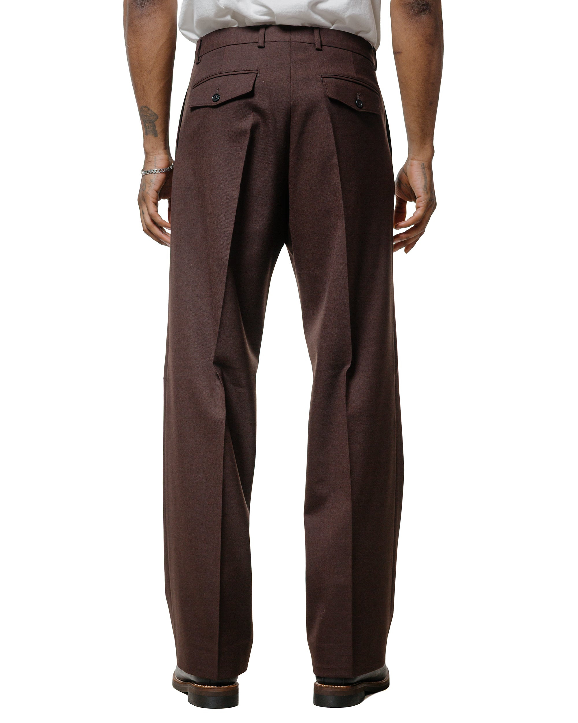 Wide Pleated Trouser Brown - 3