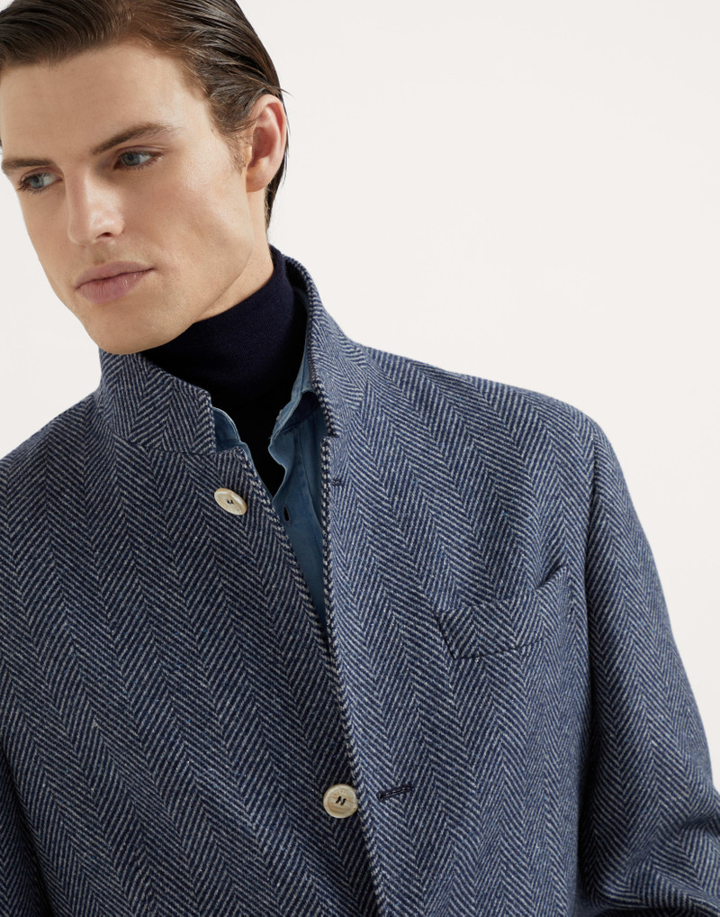 Wool, silk and cashmere chevron blazer-style outerwear jacket 3
