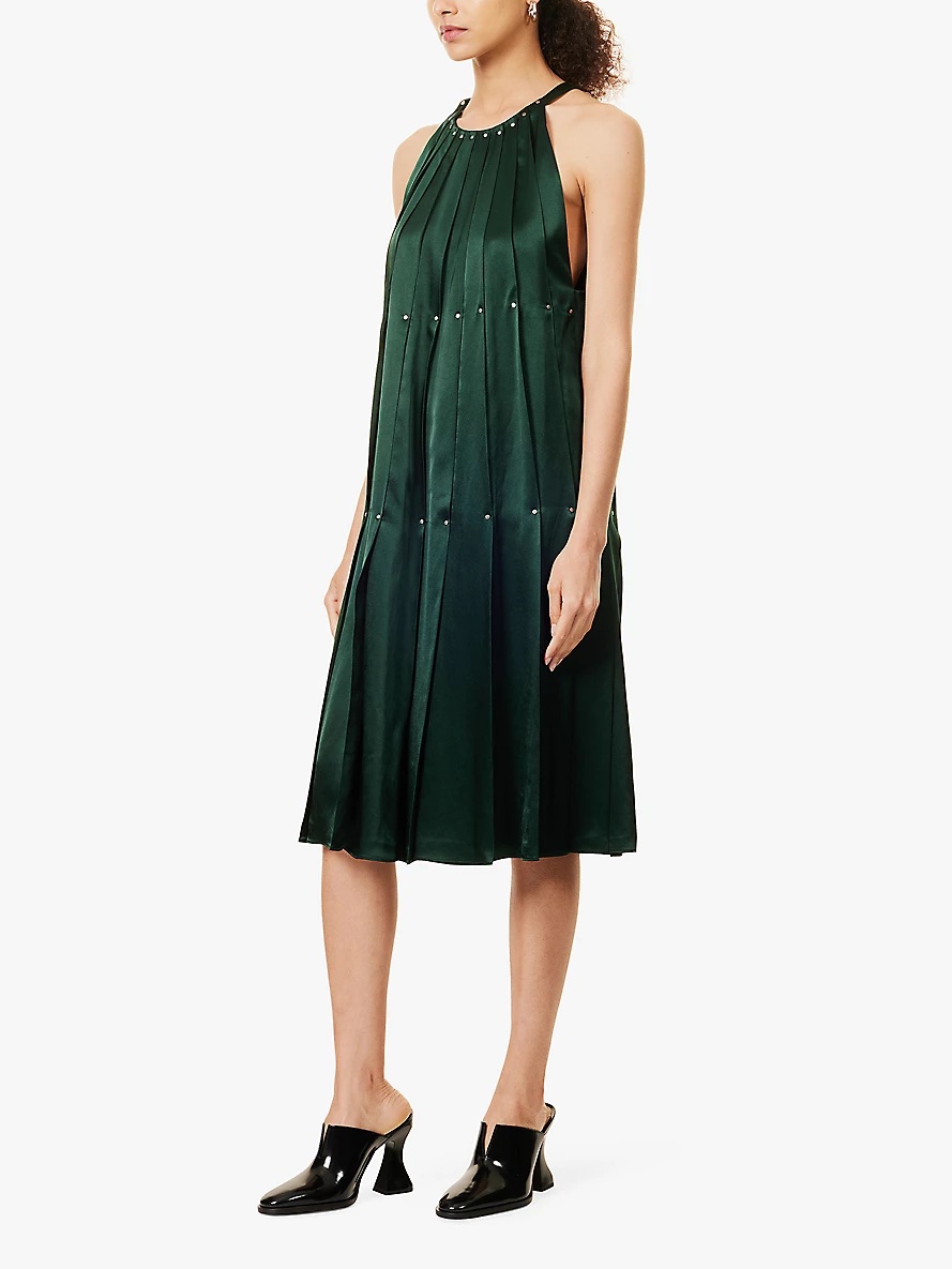 Pleated relaxed-fit woven midi dress - 3