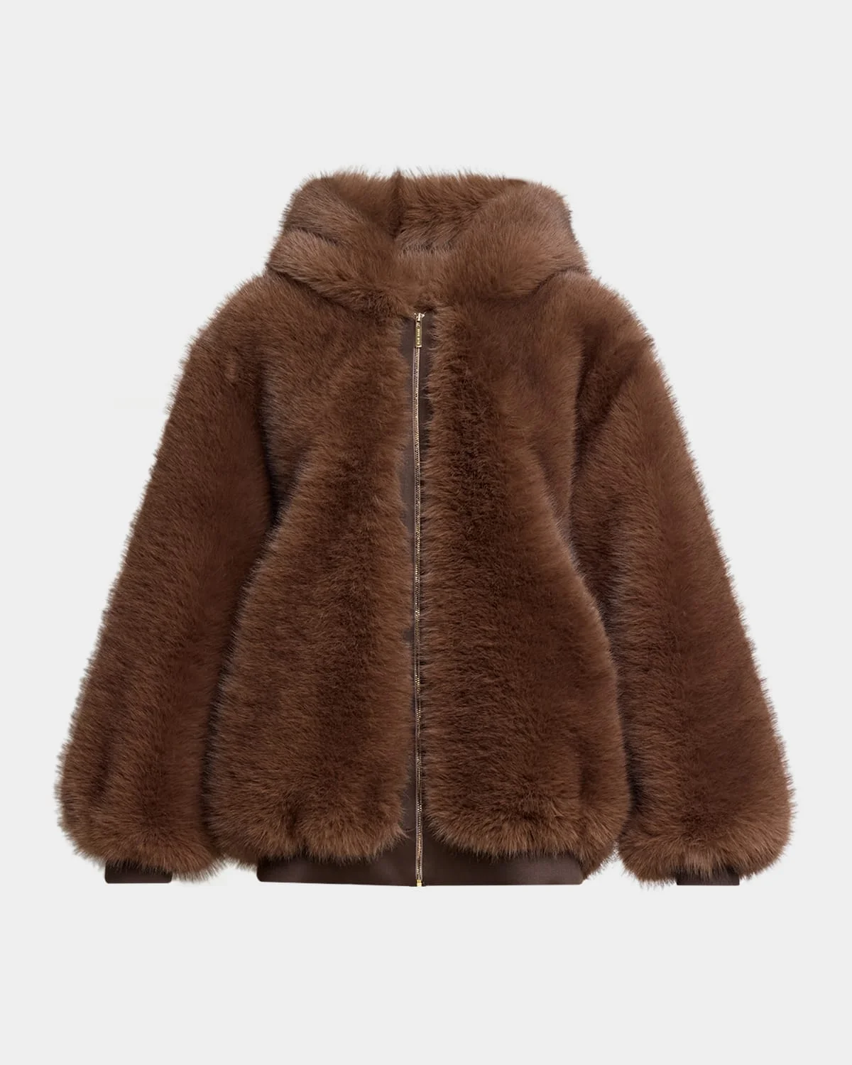 Lamb Shearling Hooded Oversized Zip Jacket - 1