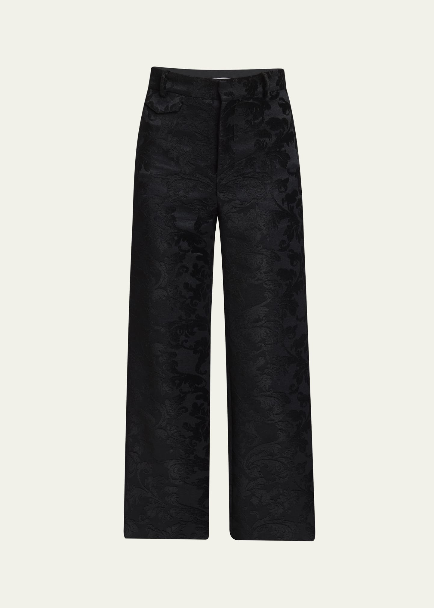 Baroque Jacquard Flare Ankle Pants - 1
