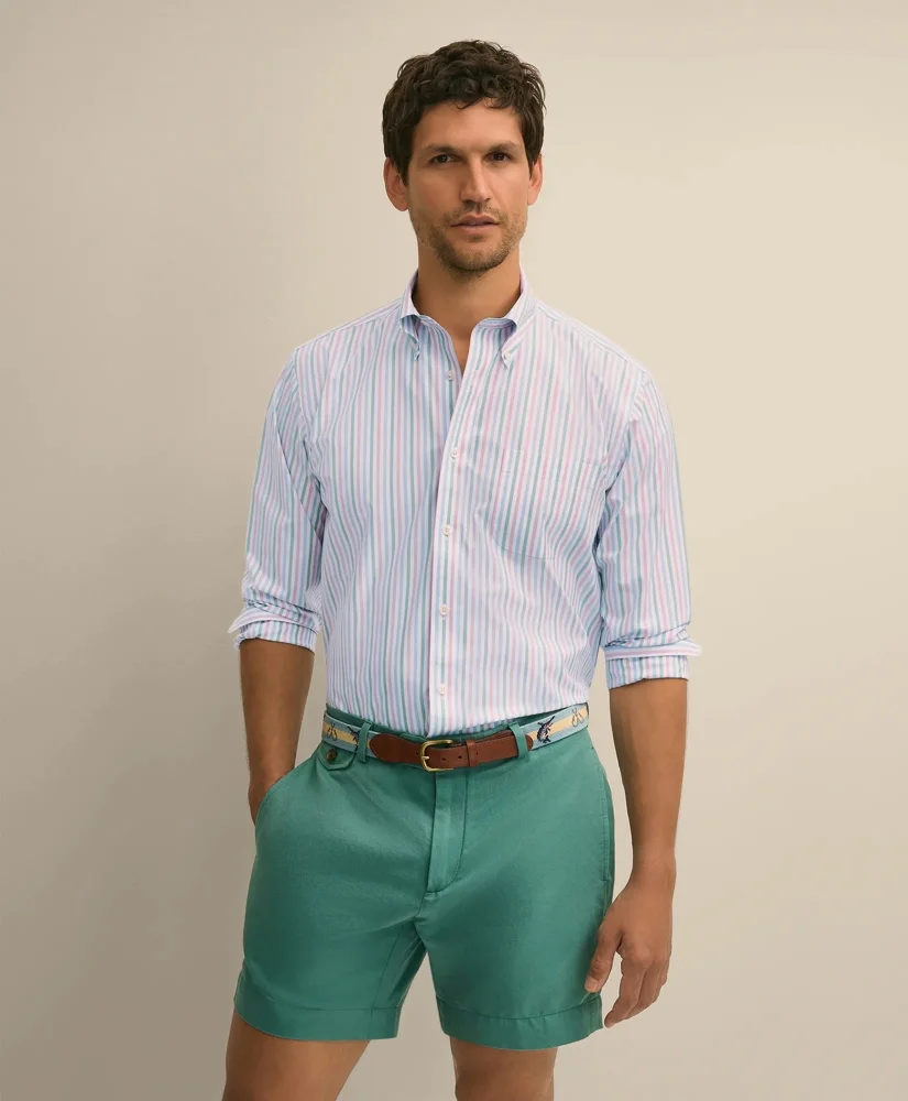 Stretch Non-Iron Poplin Polo Button-Down, Sport Shirt - 1