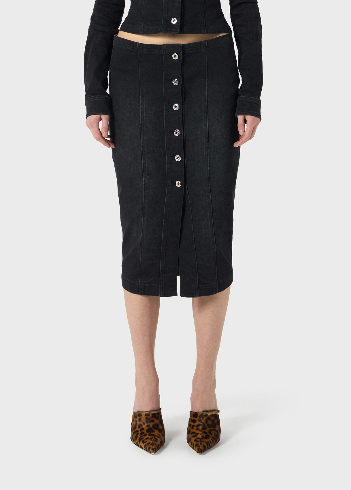DENIM SKIRT WITH LOGO PRINT - 2