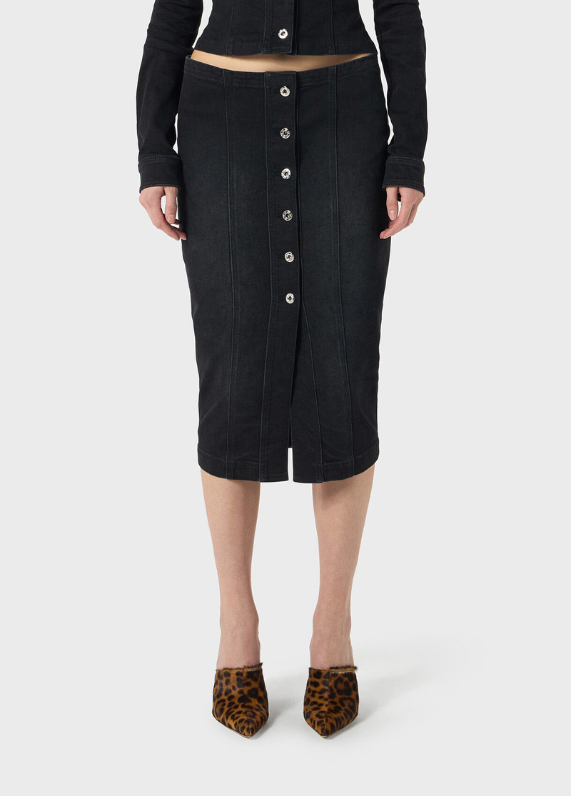 Blumarine DENIM SKIRT WITH LOGO PRINT outlook