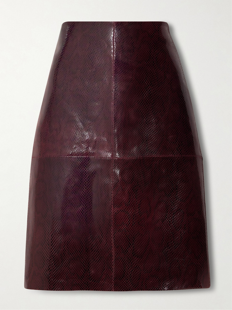 Paneled Snake-effect Patent-leather Midi Skirt 1
