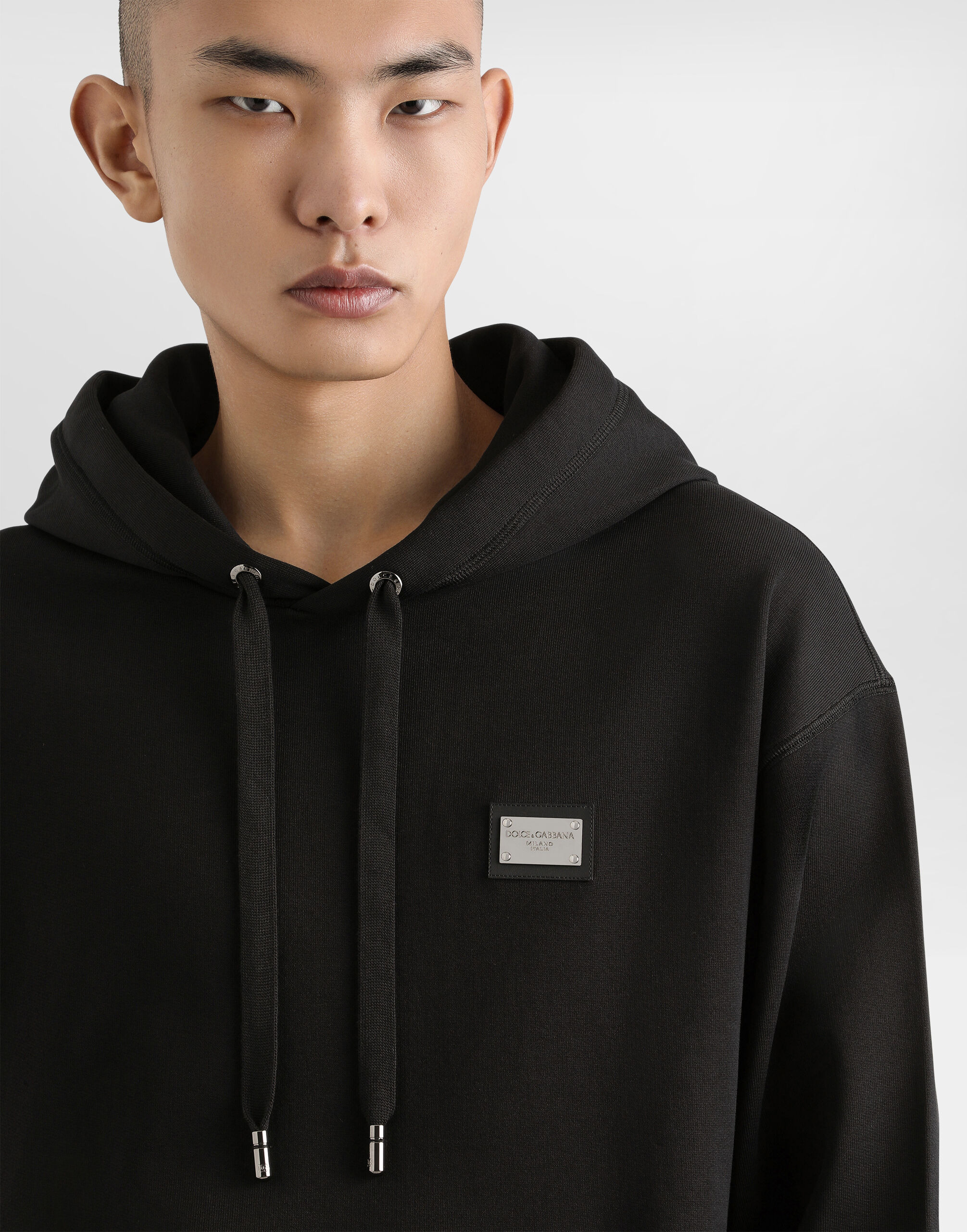 Jersey hoodie with branded tag - 5