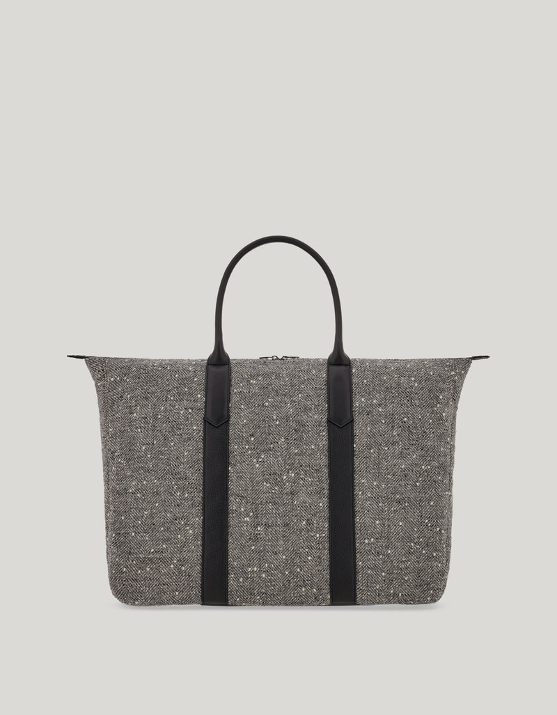 BLACK ALPACA WOOL AND HAMMERED CALFSKIN BLEND WEEKEND BAG 1
