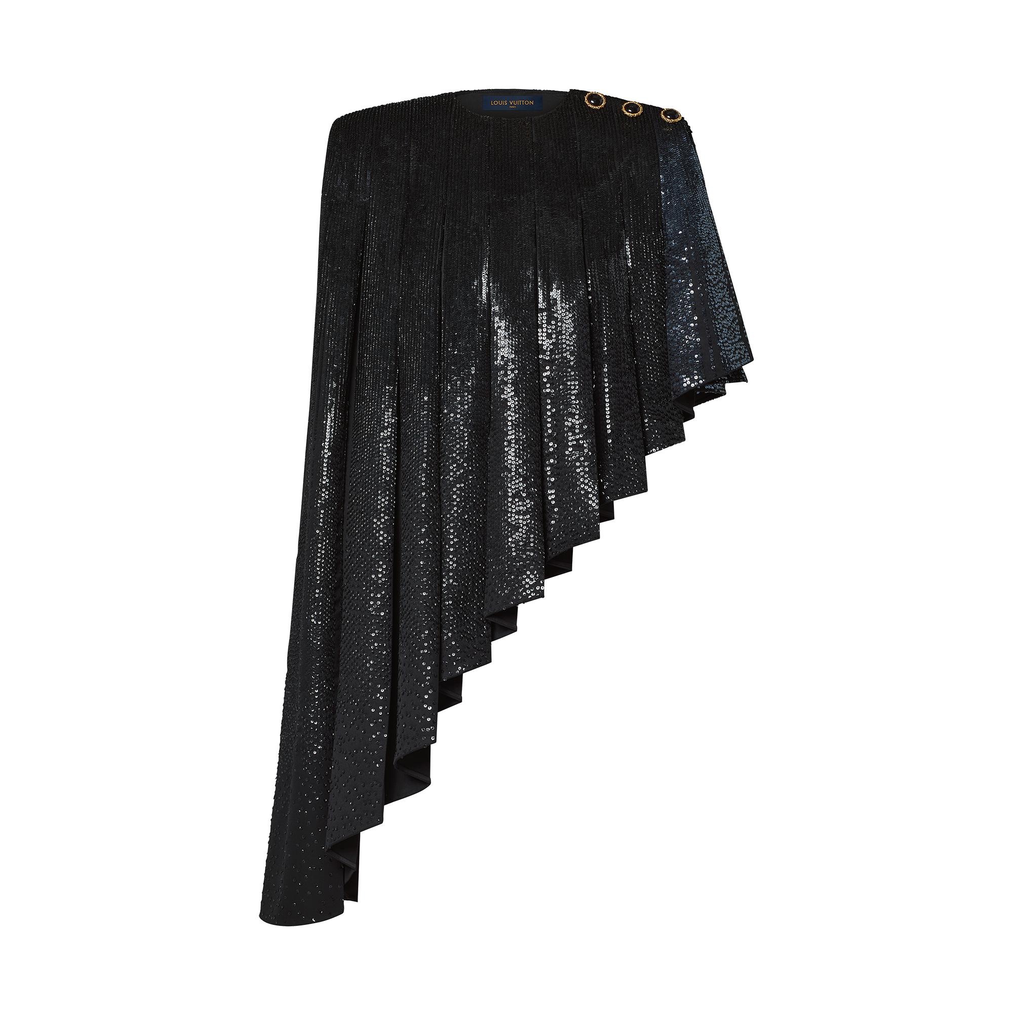 Allover Sequin Asymmetrical Cape - 1