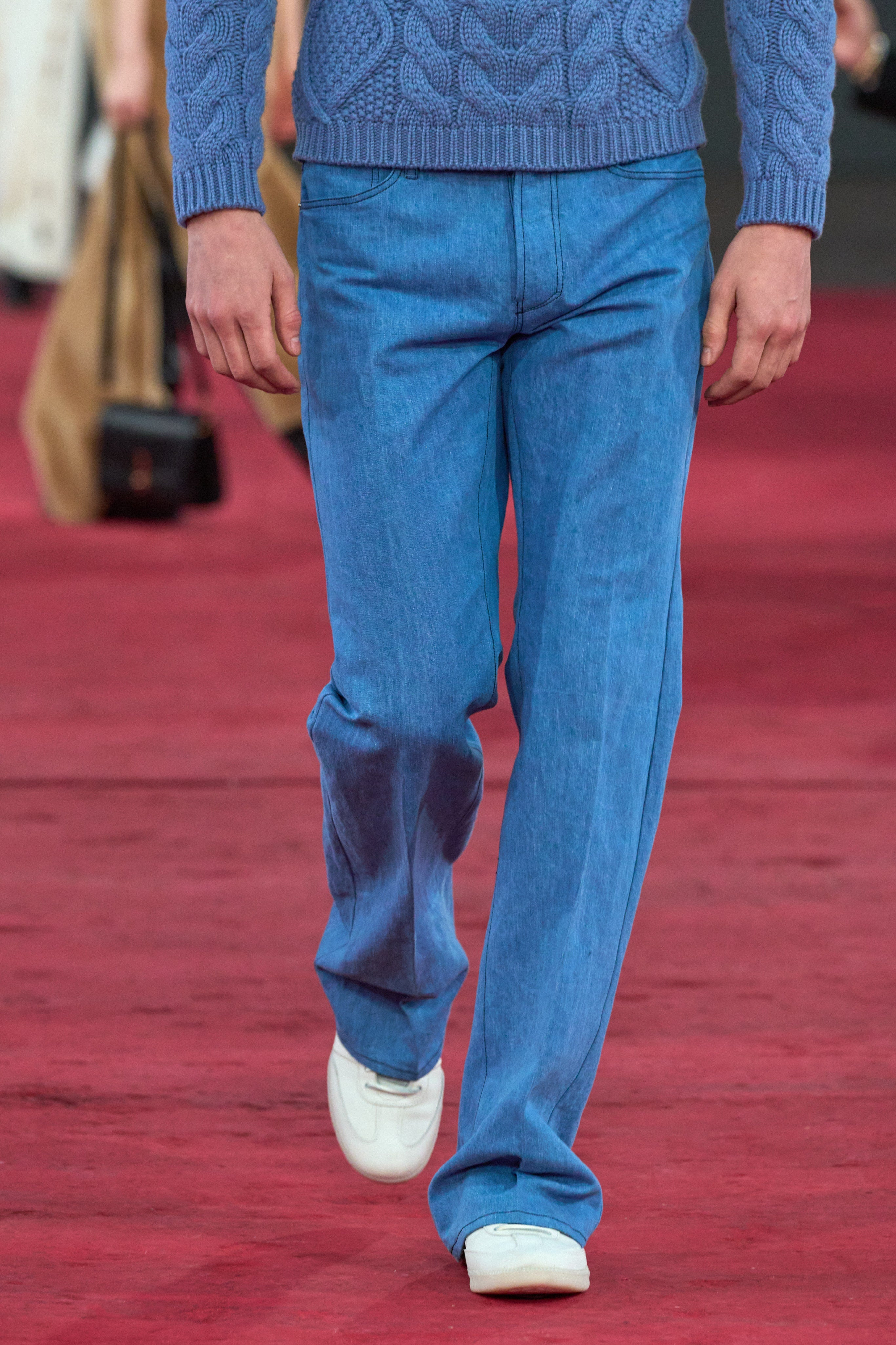 Preston Five Pocket Pant in Light Blue Recycled Cotton Linen Denim - 5