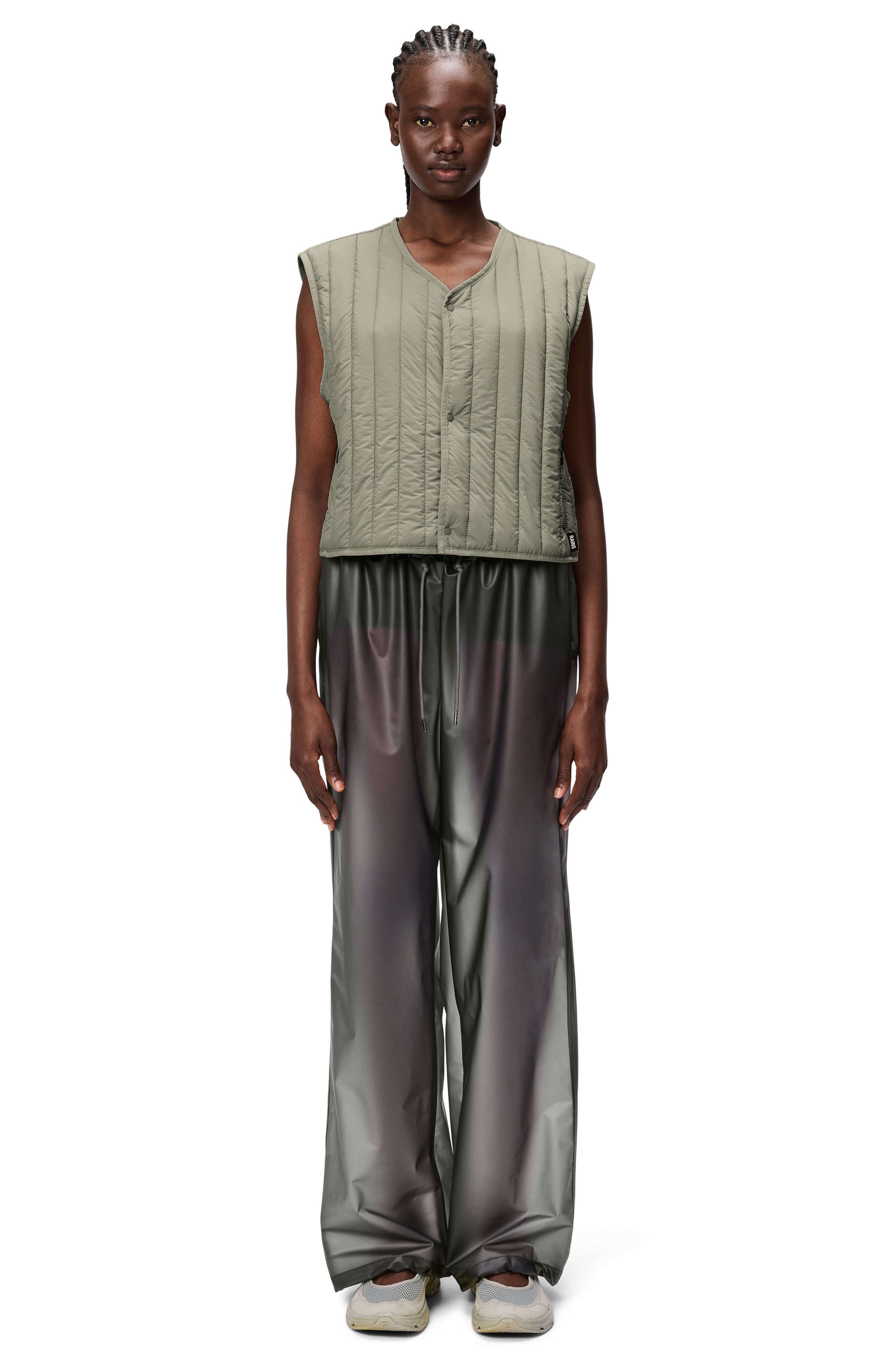 Rains Banja Water Resistant Crop Liner Vest in Drift at Nordstrom - 4
