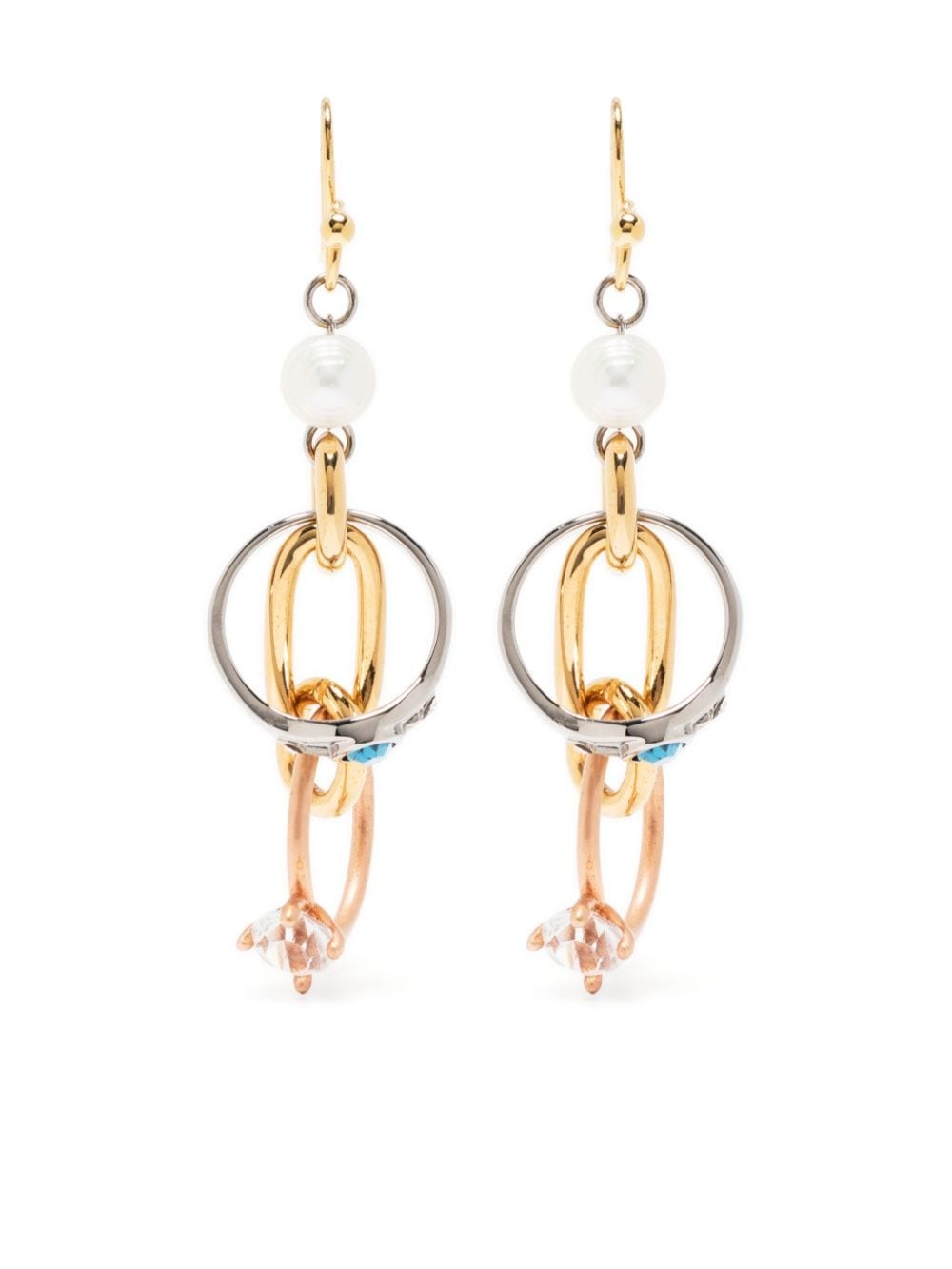 embellished-ring pearl earrings - 1