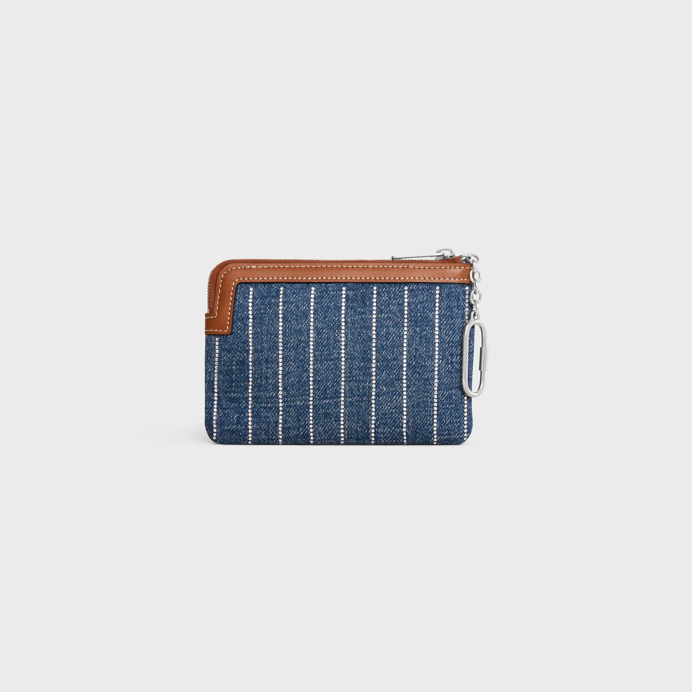 Coin And Card Pouch IN STRIPED DENIM WITH STRASS - 3