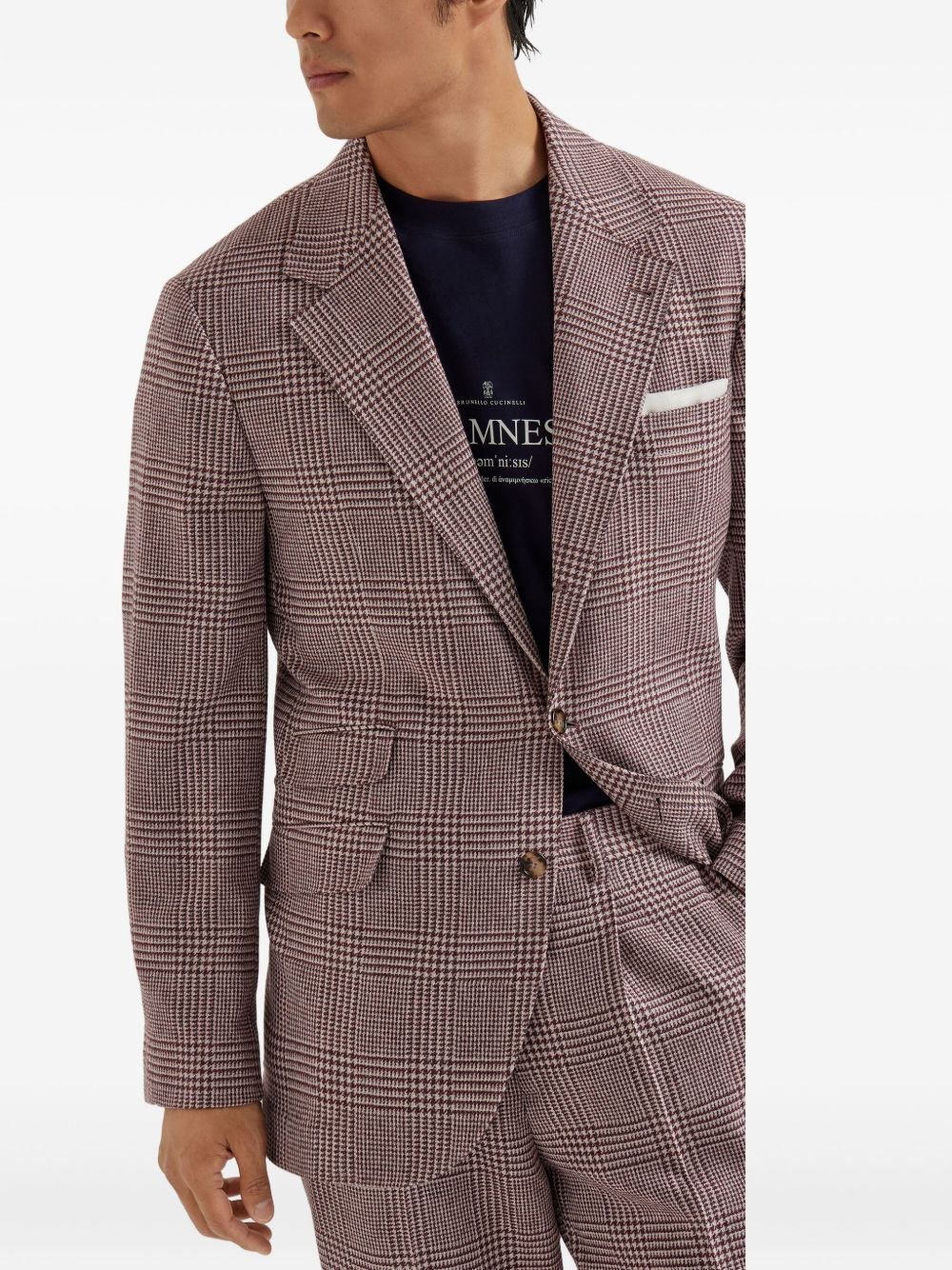 checked-pattern blazer - 3