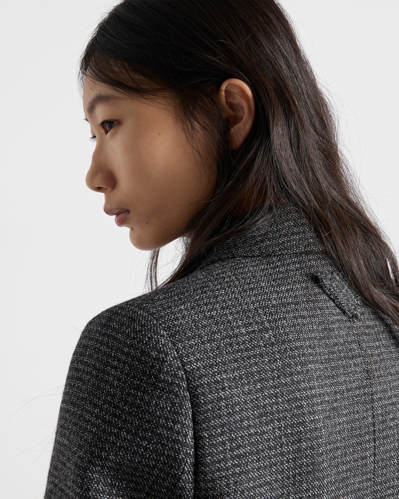 Double-breasted gingham-checked mouliné wool coat 4