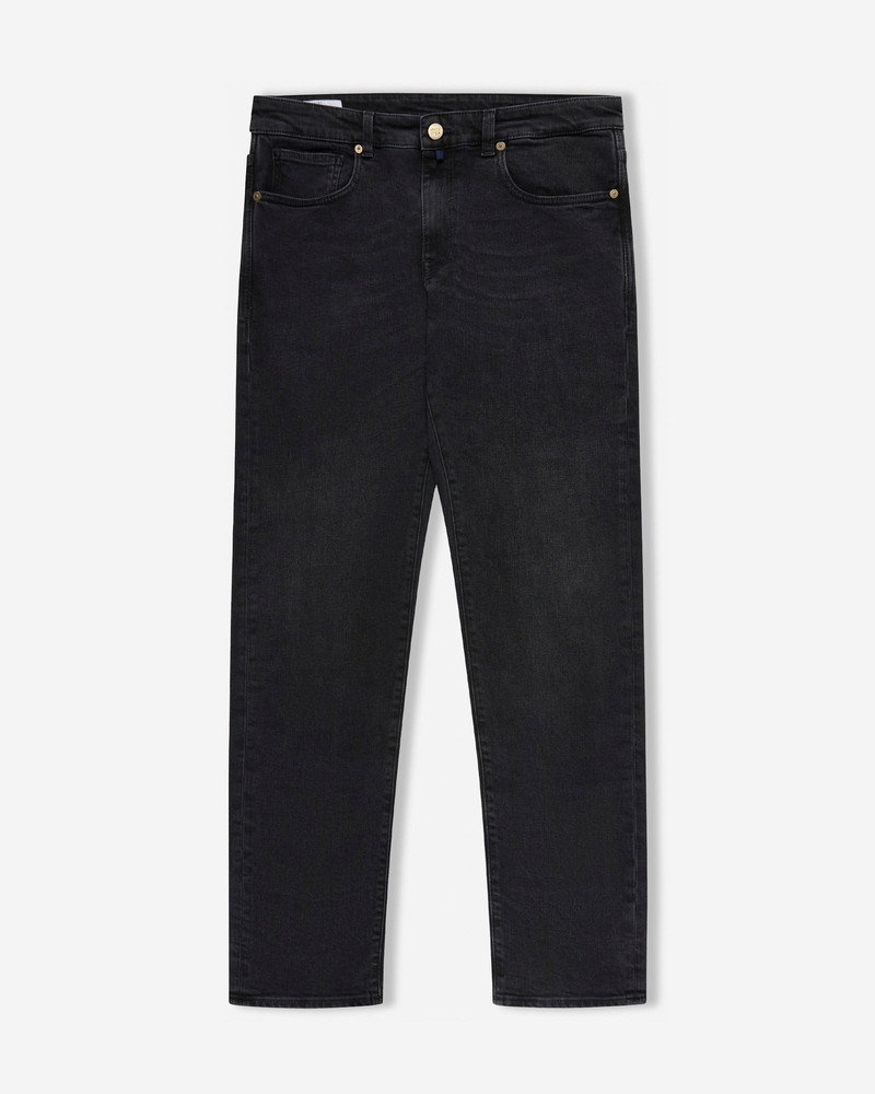 Slim fit five-pocket black cotton denim trousers 1