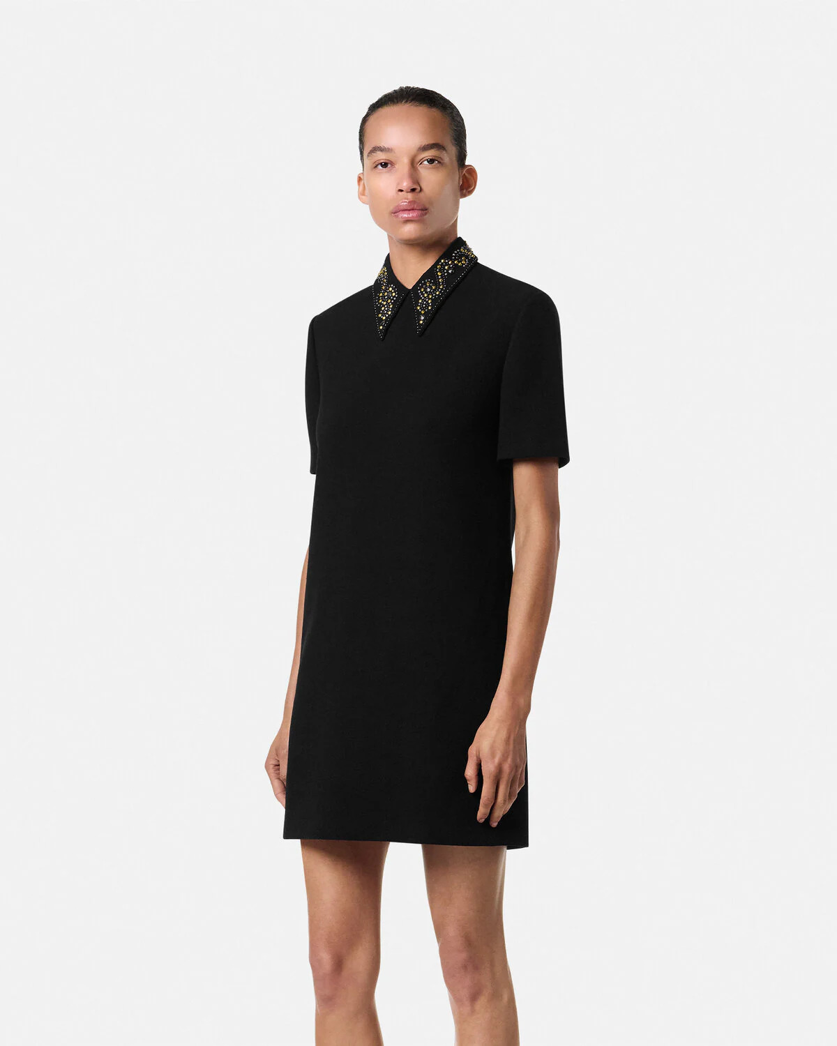 Studded Wool Crêpe A-Line Mini Dress - 4