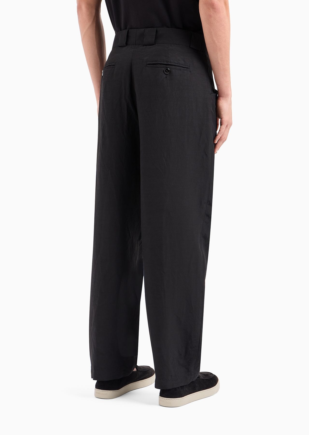 Viscose and linen canvas single-darted trousers - 3