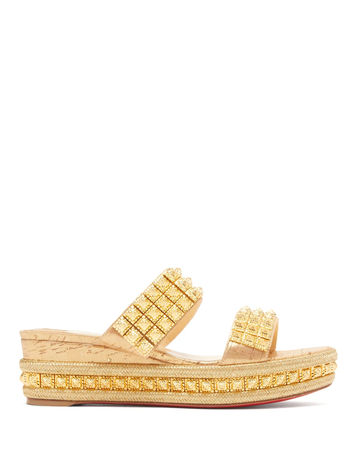 Ecu studded-strap wedge mules - 1