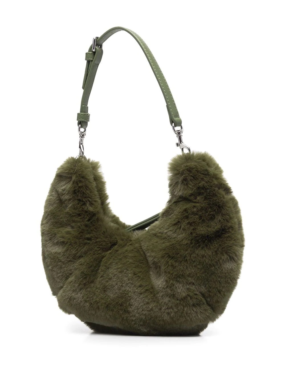 logo plaque faux fur shoulder bag - 4