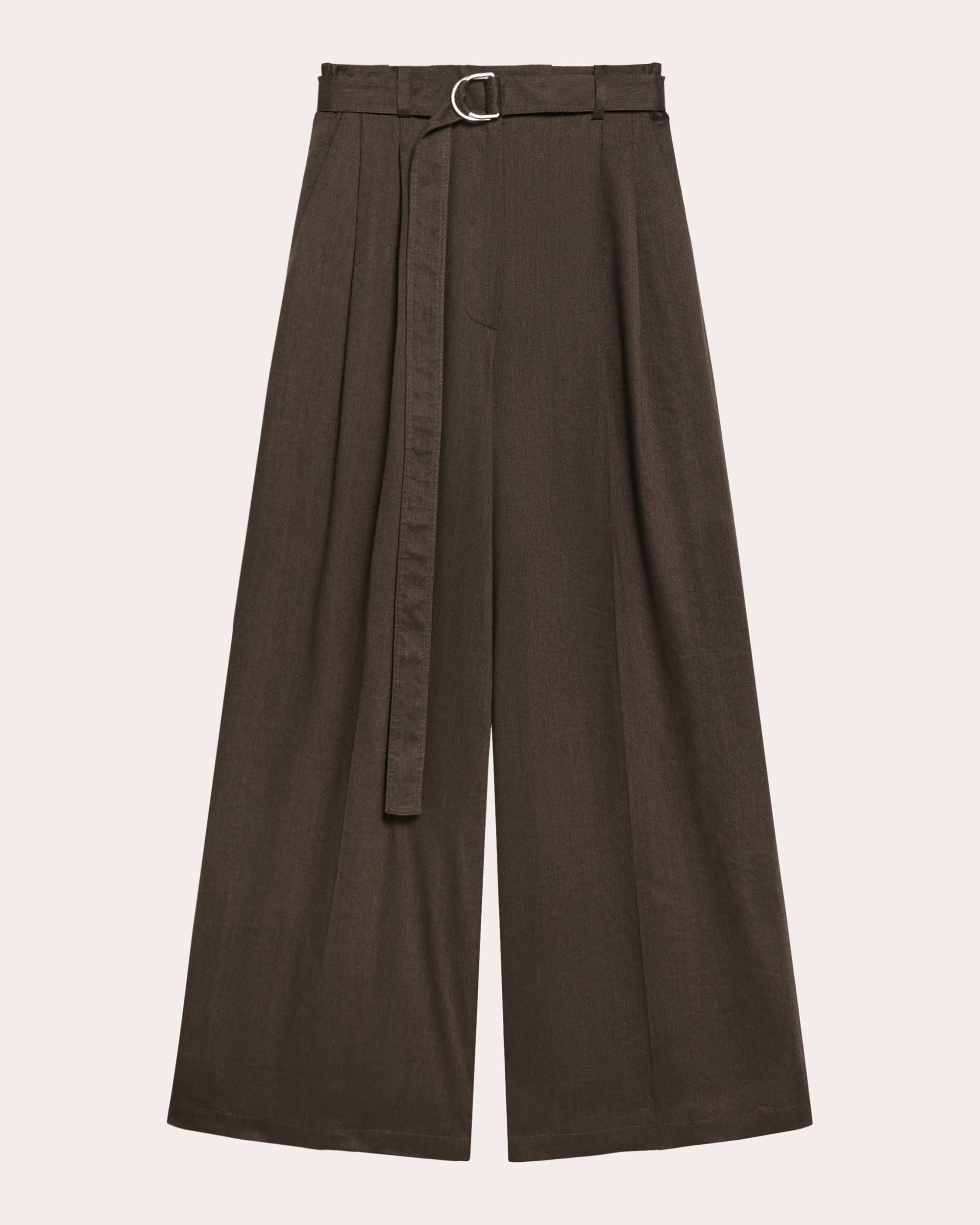 Pleated Linen Blend Wide-Leg Pants - 6