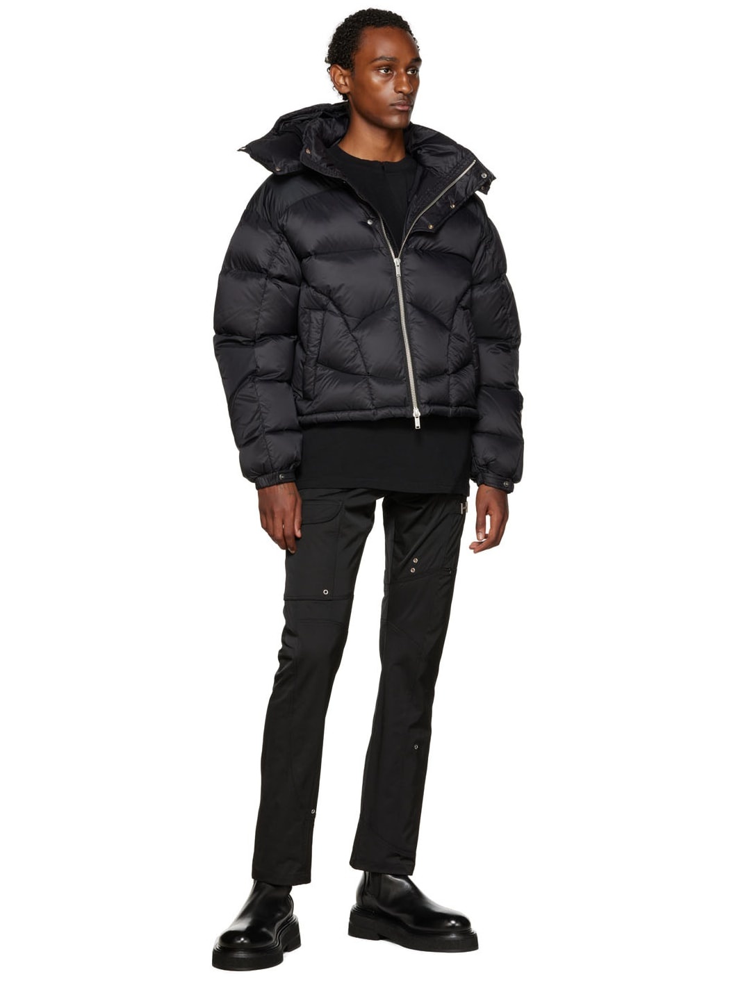 Black Paneled Cargo Pants - 4