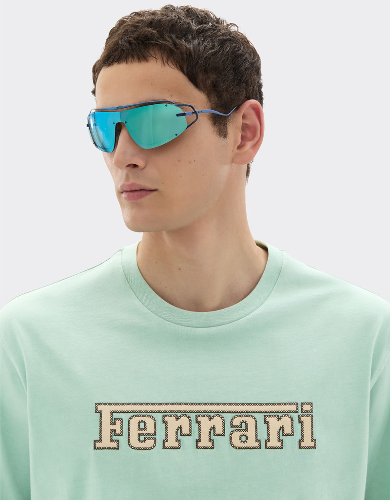 Cotton T-shirt with embroidered Ferrari logo 5