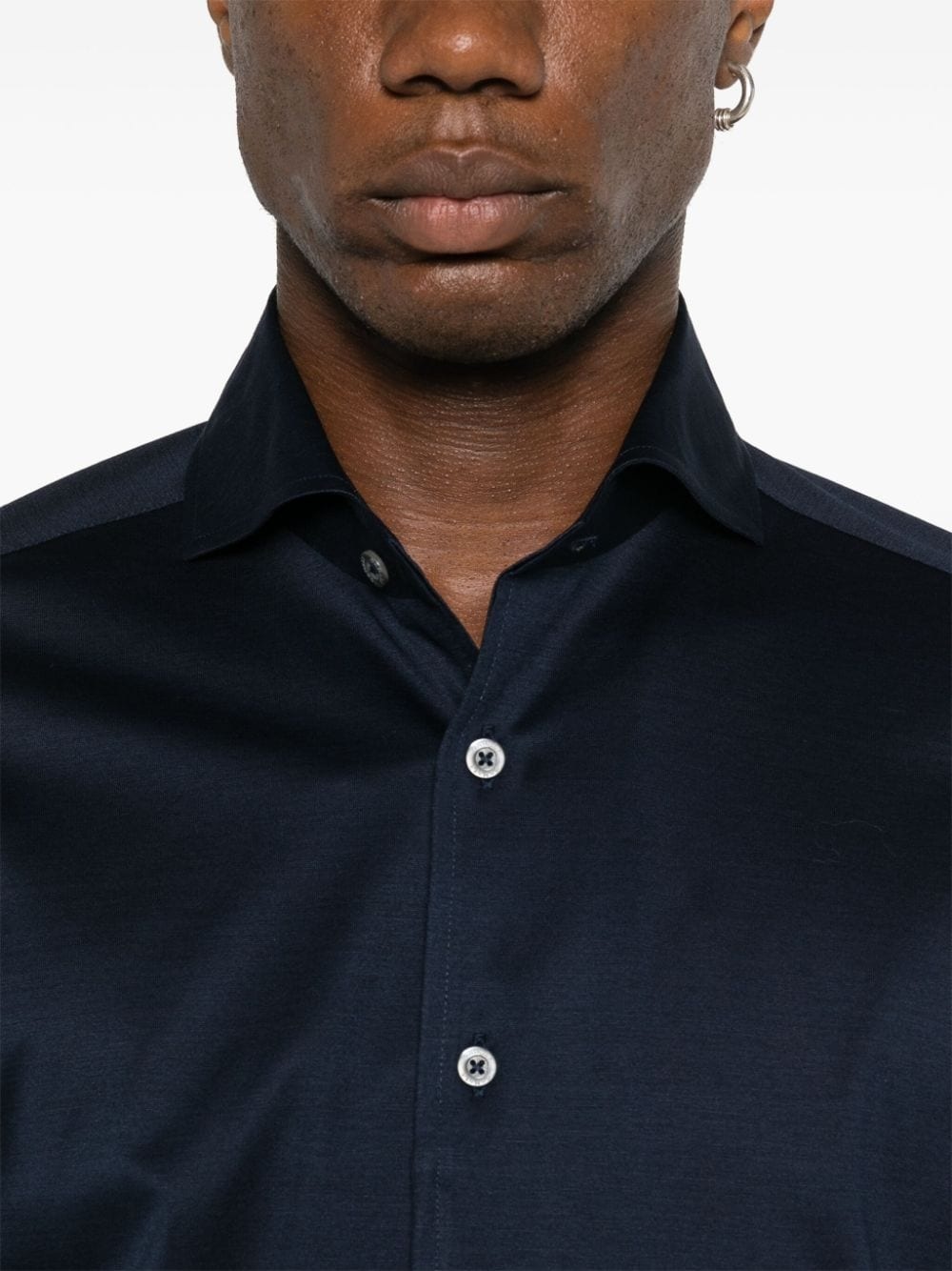 spread-collar cotton shirt - 5