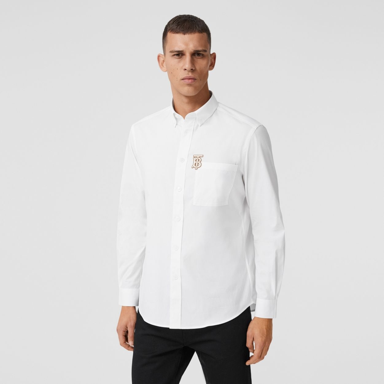 Monogrom Motif Stretch Cotton Poplin Shirt - 2