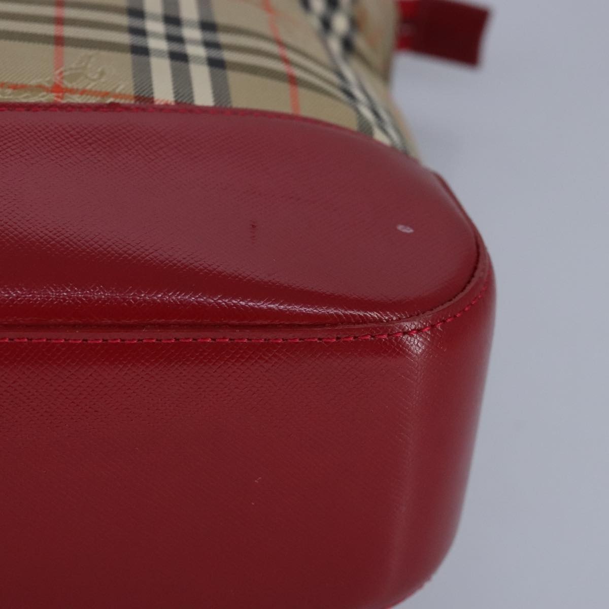 Burberry Nova Check Tote Bag Canvas Leather Beige Red - 14