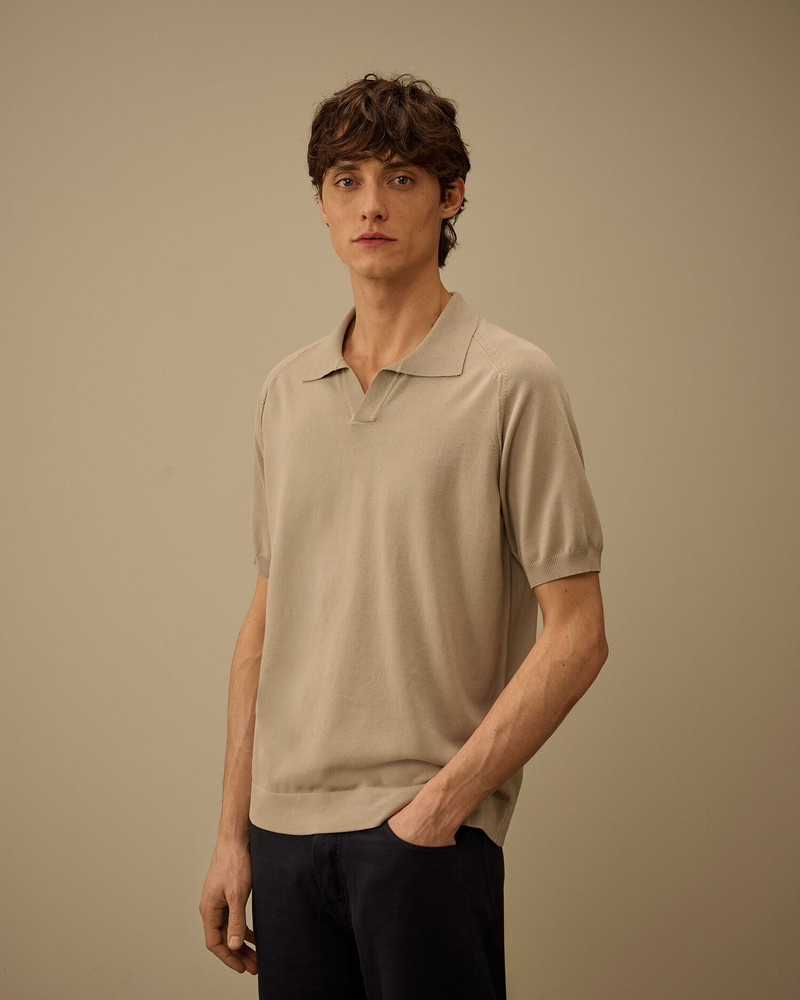 Cotton Crepe Short Sleeve Polo Sweater 3