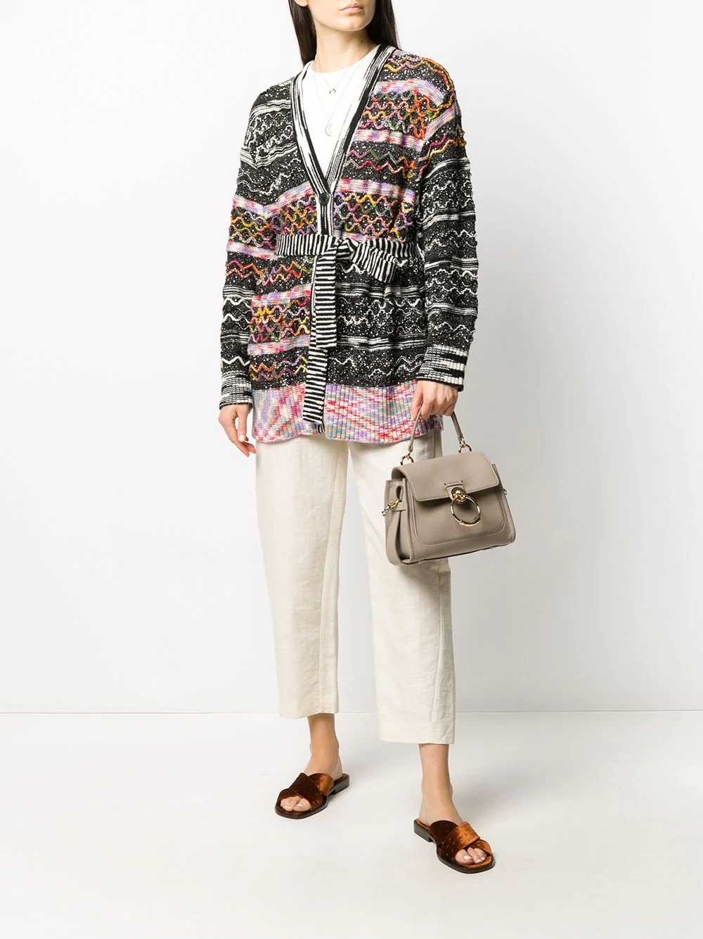 graphic mixed print cardigan - 2