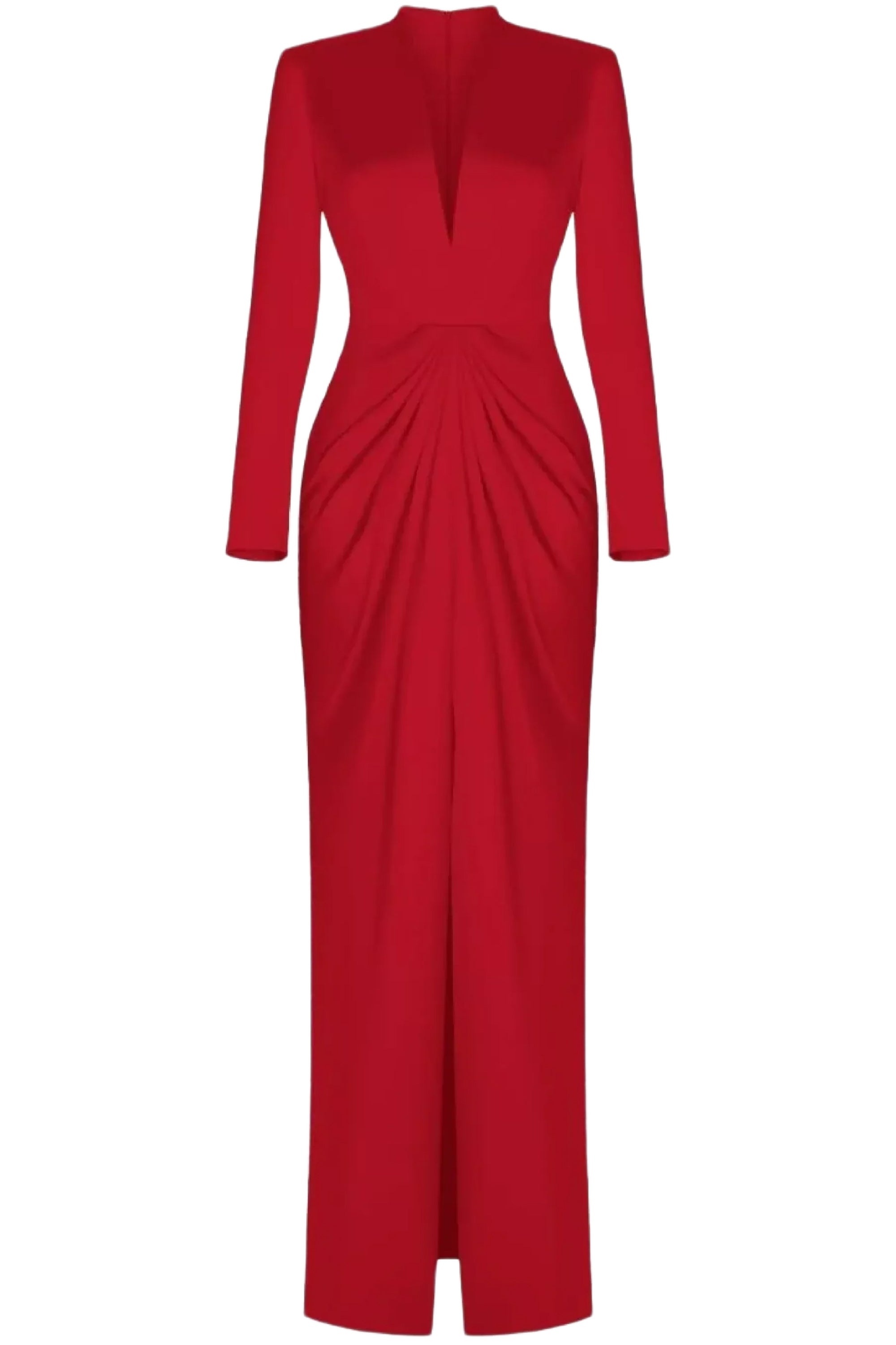 SATIN GOWN WITH DRAPED SKIRT - 1