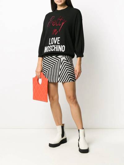 Moschino rhinestone-embellished logo pullover outlook