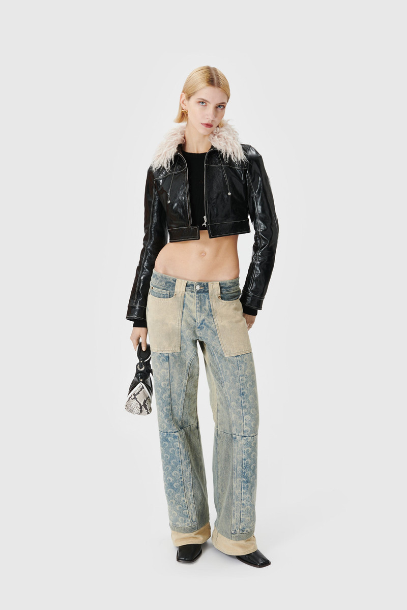 Marine Serre Embossed Leather Cropped Jacket outlook