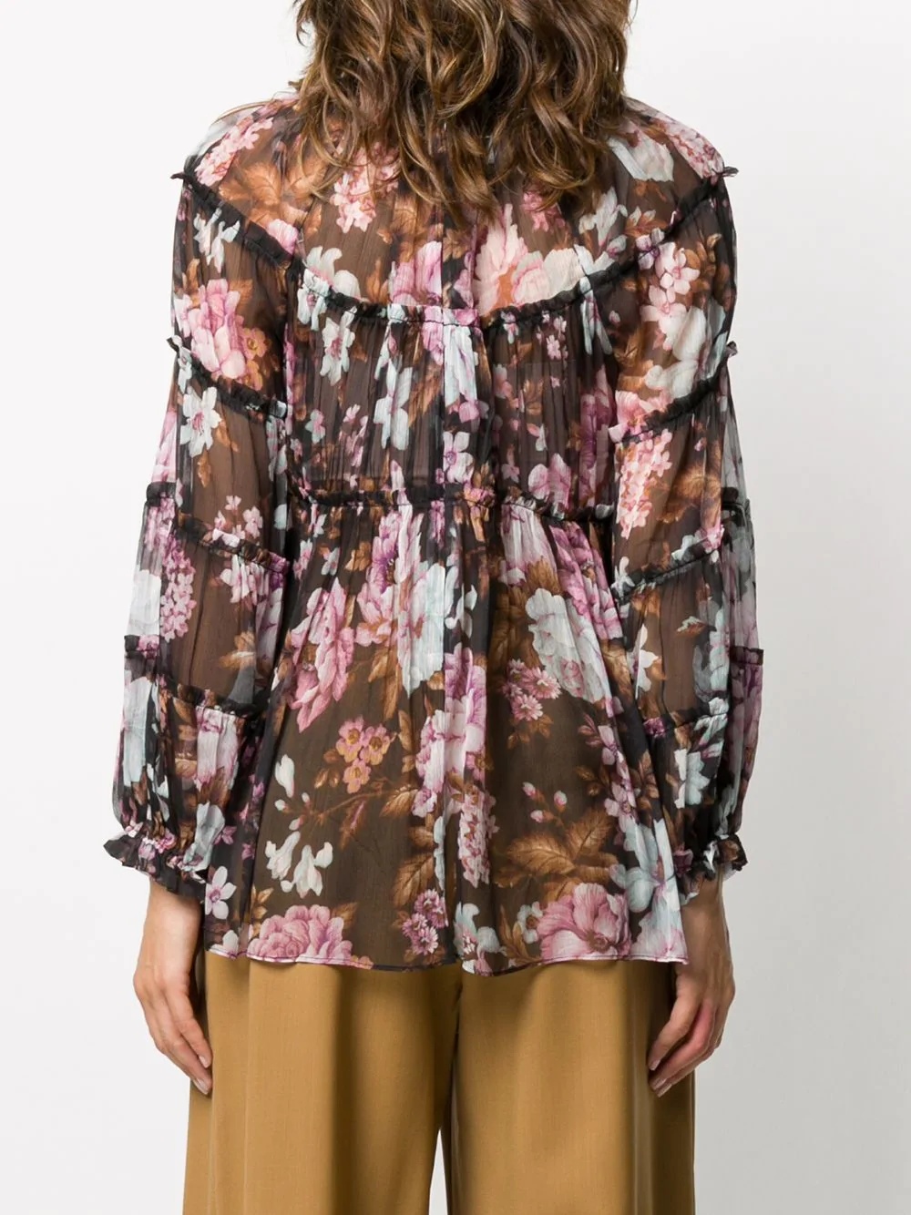 Charm floral-print silk blouse - 4