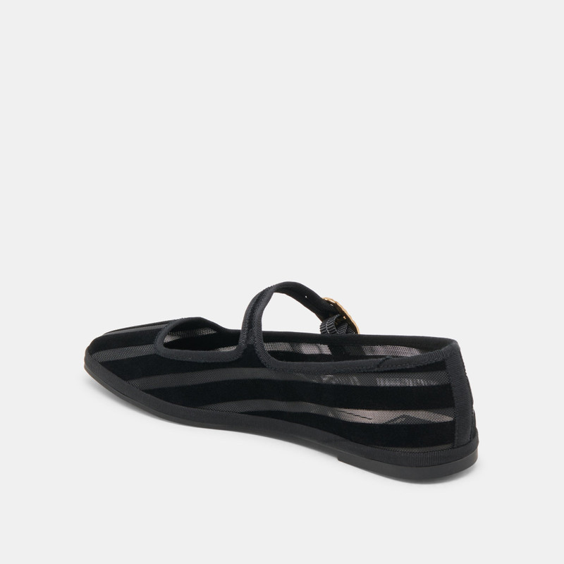 TAMEKA BALLET FLATS BLACK STRIPE MESH 5