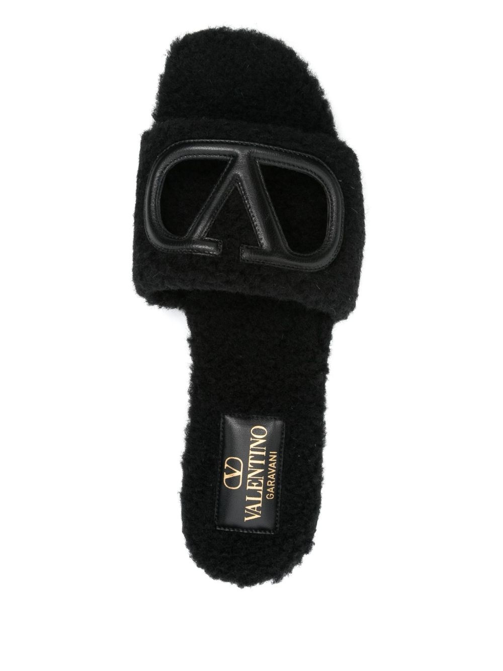 VLogo cut-out faux-shearling slides - 4