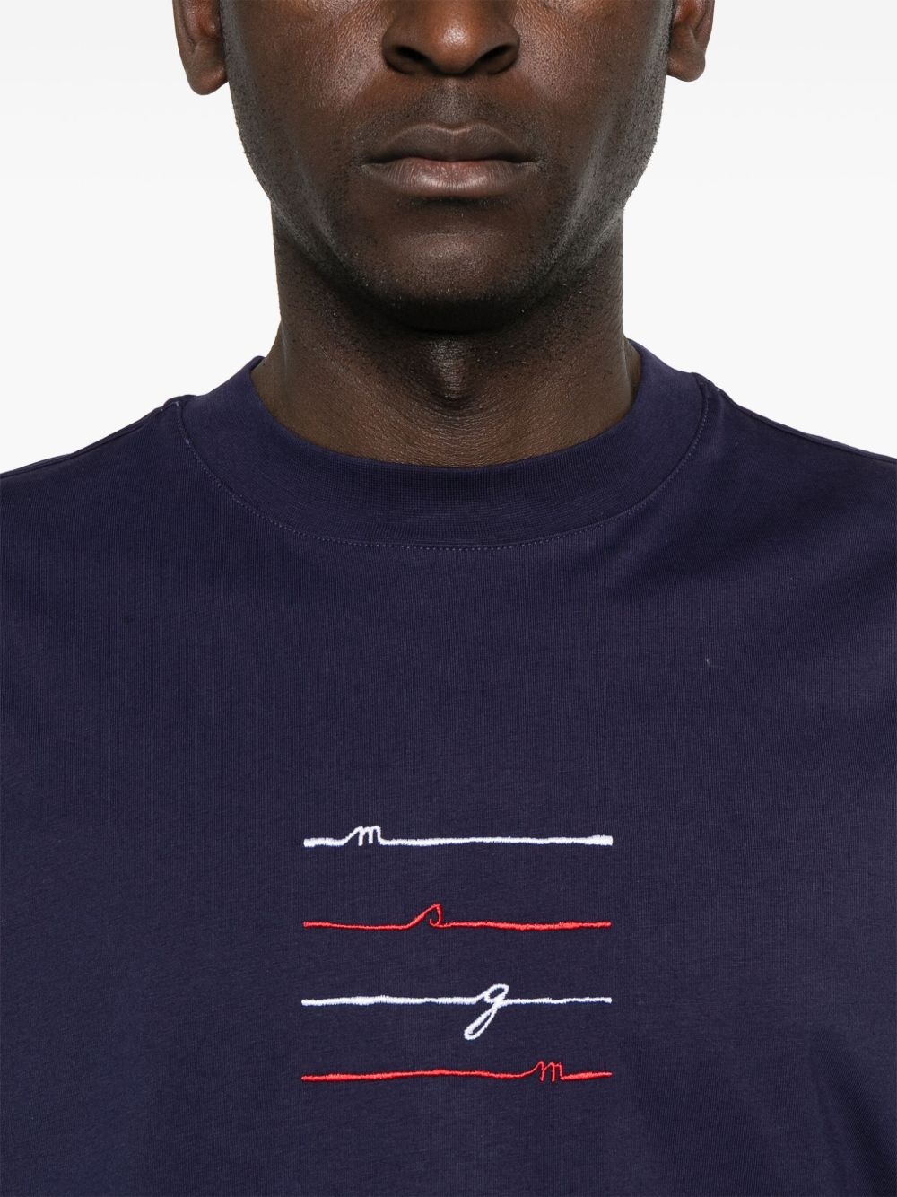 logo-embroidered jersey T-shirt - 4