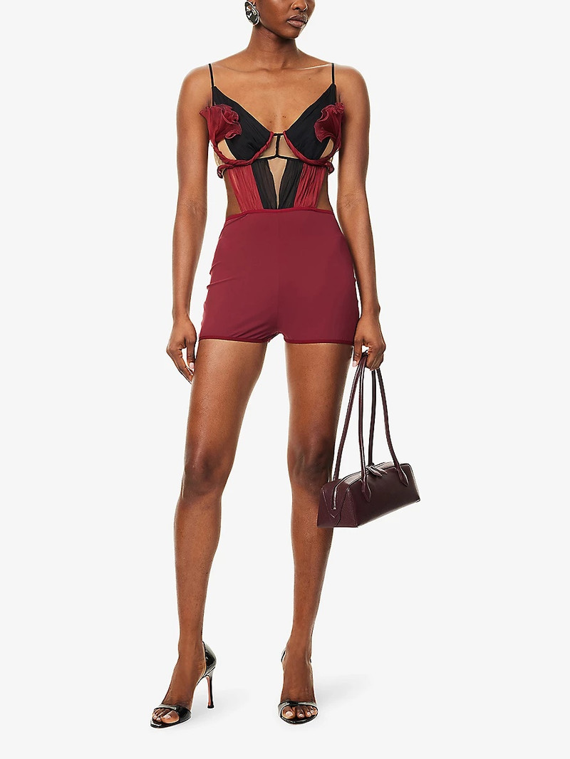 NENSI DOJAKA Petal Open-Back Silk Playsuit outlook