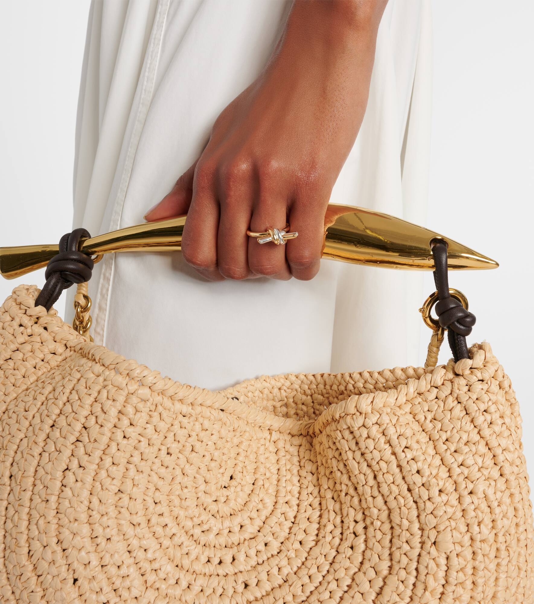 Knot gold-plated sterling silver ring - 5