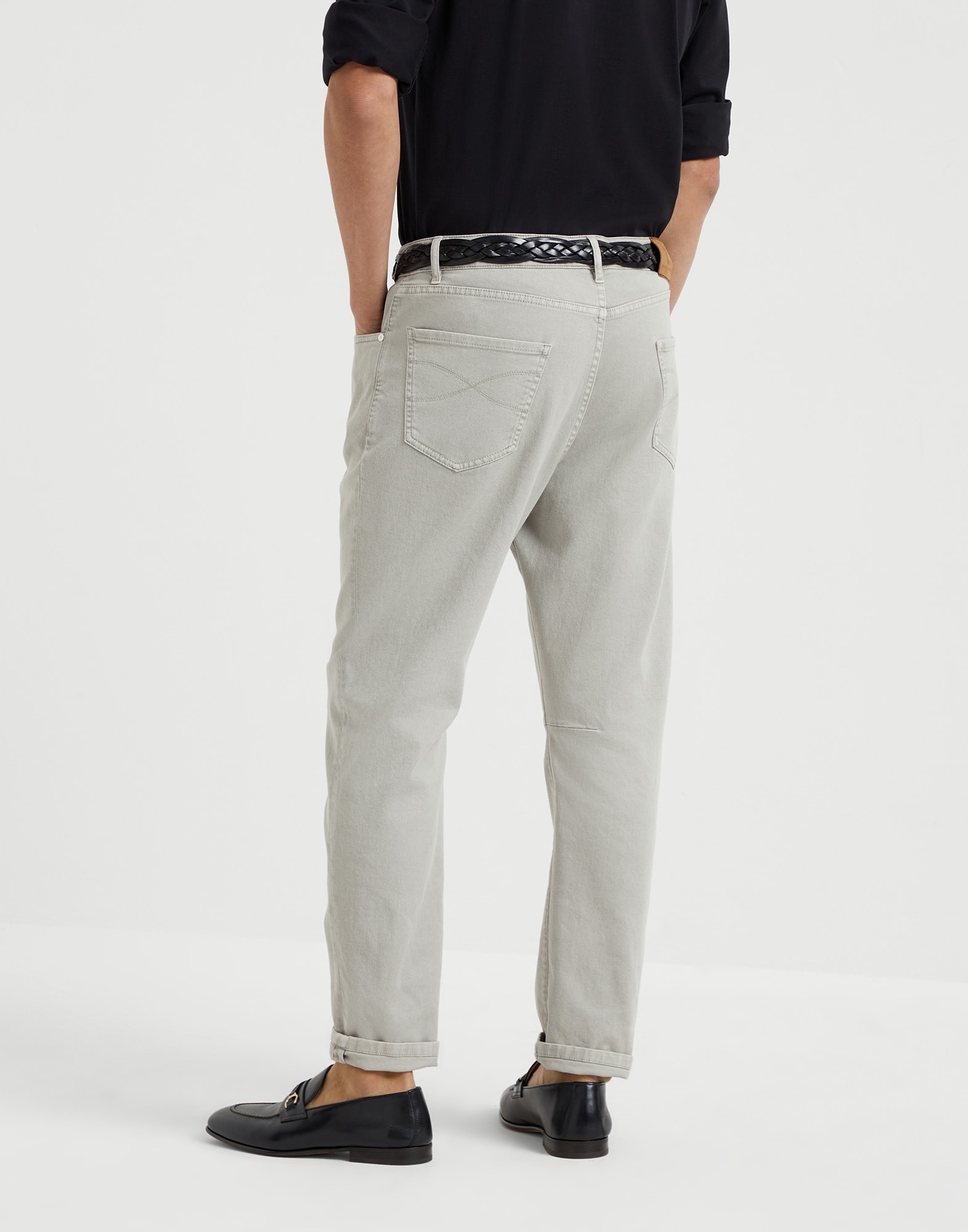 Garment-dyed comfort denim leisure fit five-pocket trousers - 2