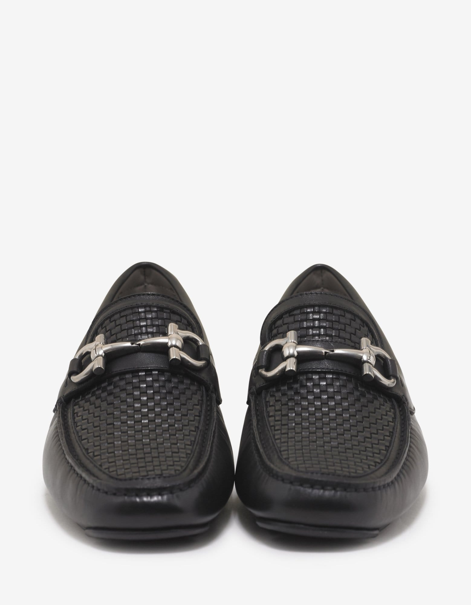 Salvatore Ferragamo Black Parigi Basket Weave Driving Shoes - 7