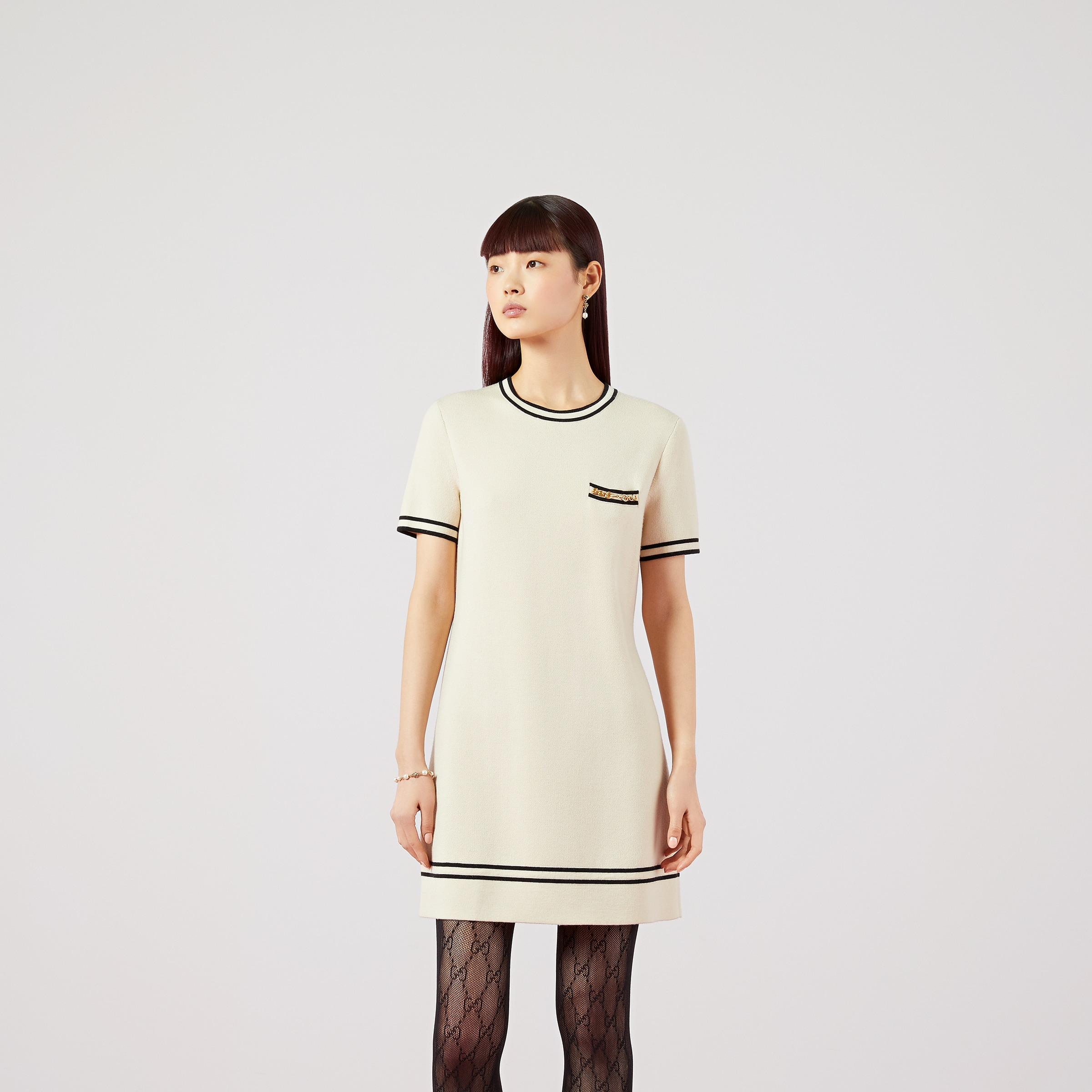Wool dress with contrast trim - 5