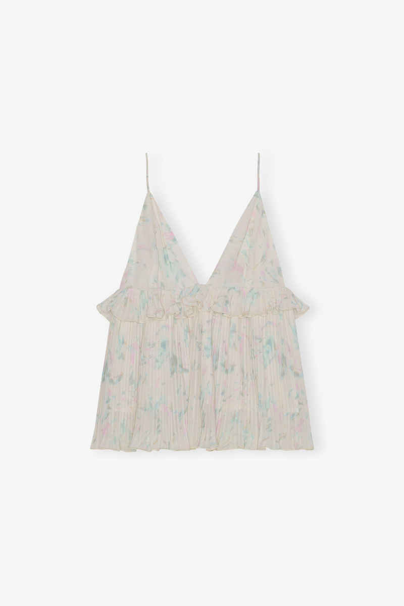 FLORAL PRINTED PLEATED GEORGETTE STRAP 상단 - 1