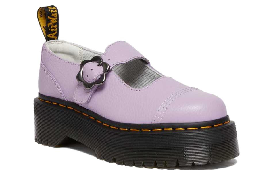 (WMNS) Dr. Martens Addina Flower Buckle Leather Platform Shoes 'Lilac' 30805308 - 2