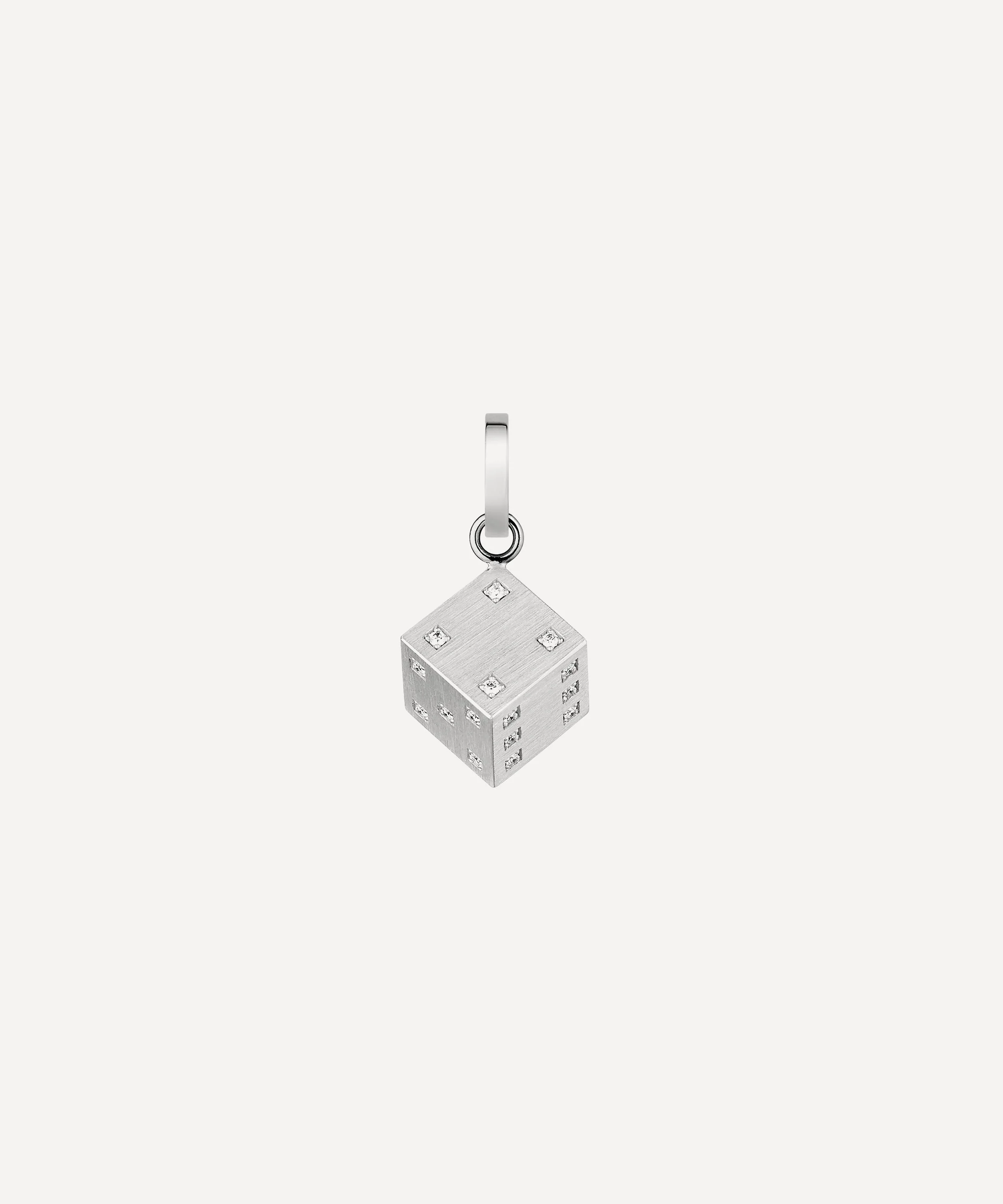18ct White Gold Dado Diamond Dice Charm - 1